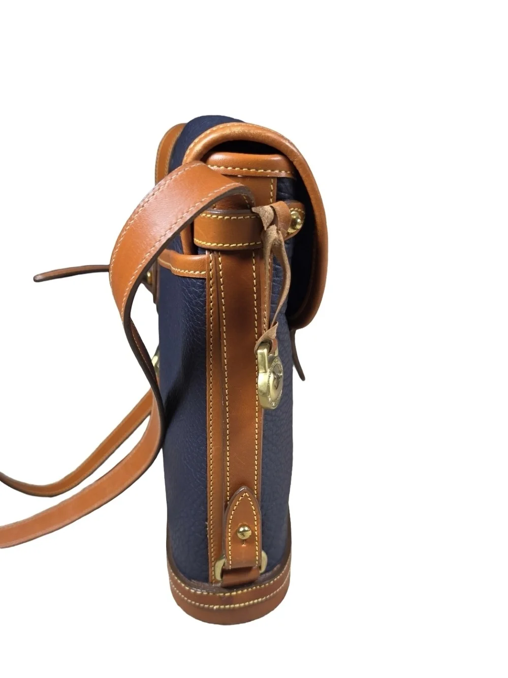 NWT Vintage Dooney & Bourke Cavalry Spectator Bag Navy Blue Tan AWL Crossbody